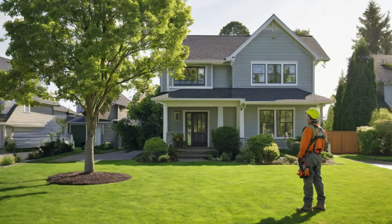 A tree removal provider checking a large tree near a house in Kettering